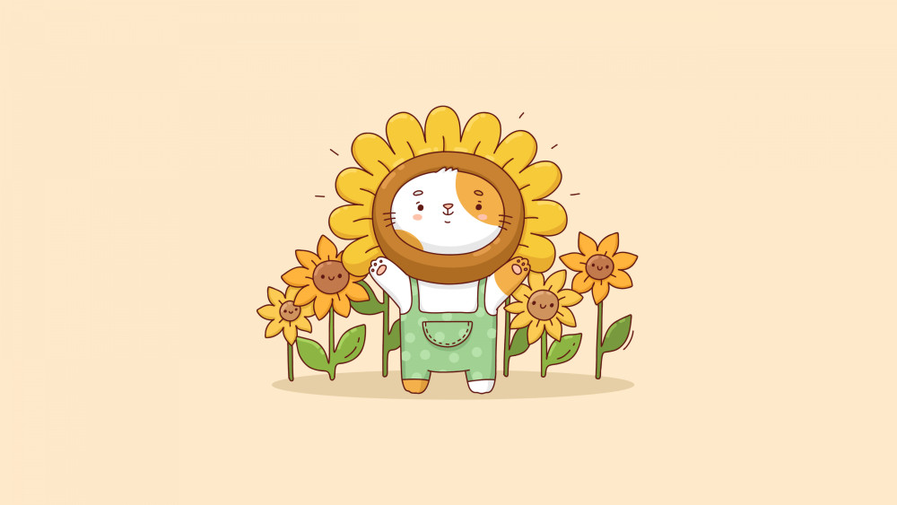 Kawaii sunflowers Wallpaper