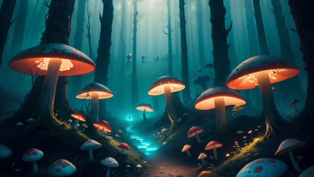 Mushroom forest Wallpaper