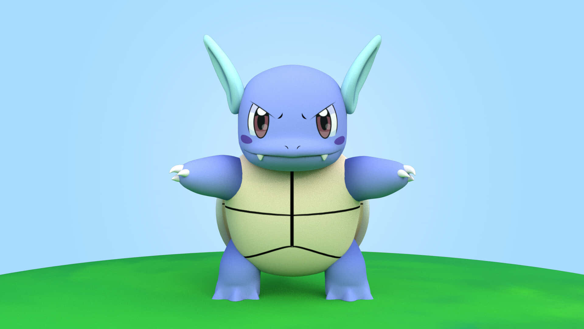 Amazing 3D Wartortle Front View Wallpaper