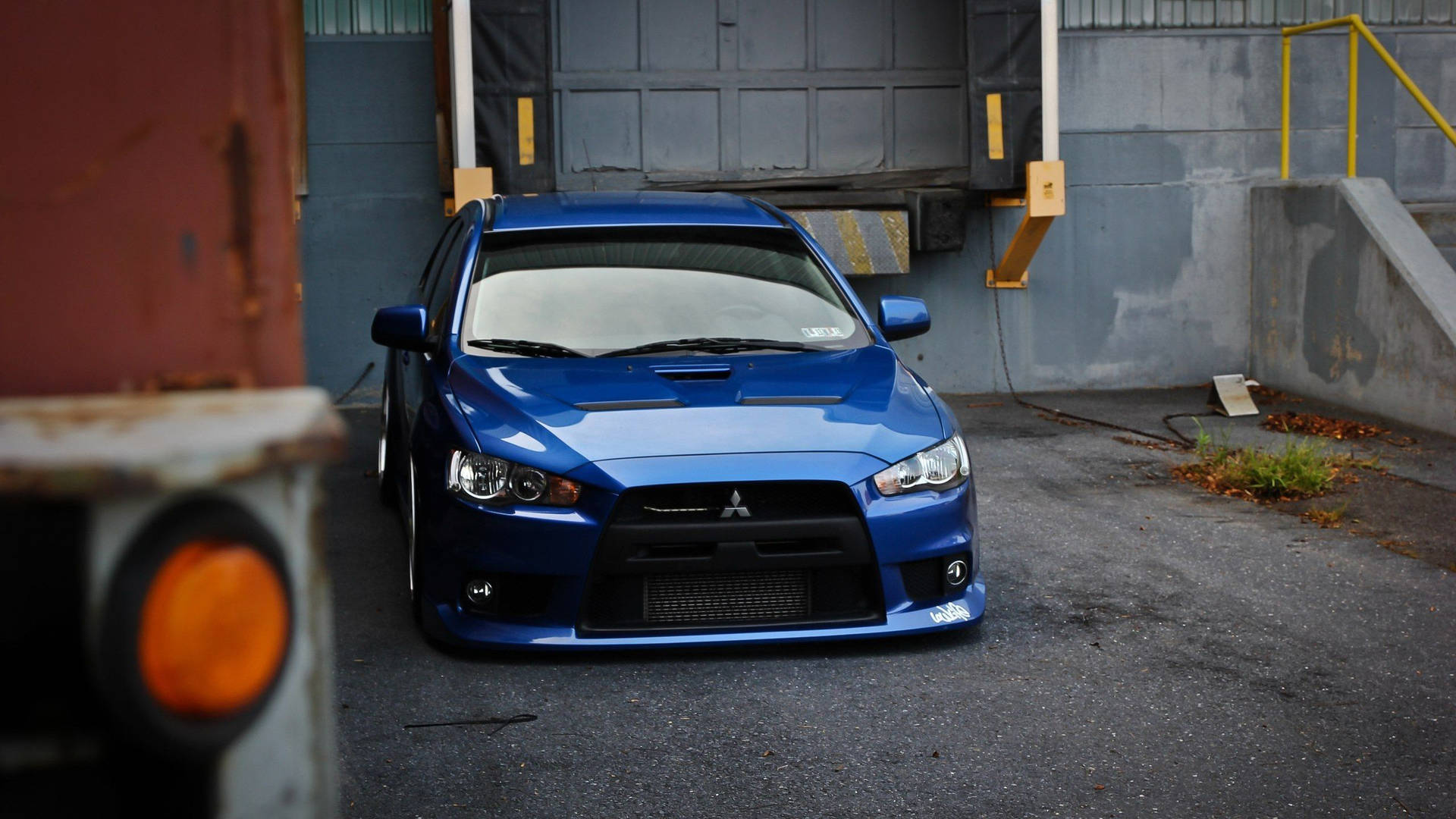 Amazing Blue Jdm Mitsubishi Evo X In Garage Wall Art