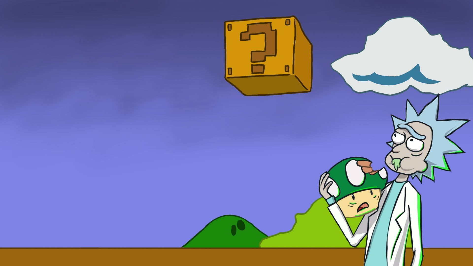 Amazing Rick Sanchez Eating A Mushroom Background