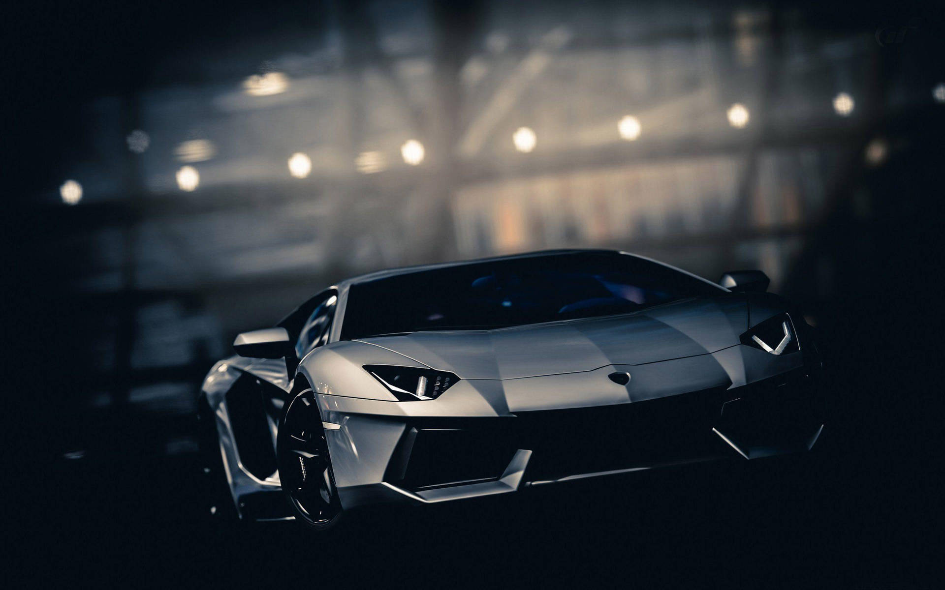Beautiful Bright Lights Black Lamborghini Background Image