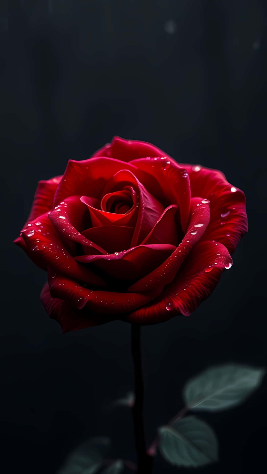 Beautiful Elegant Red Rose With Water Droplets Screen Background