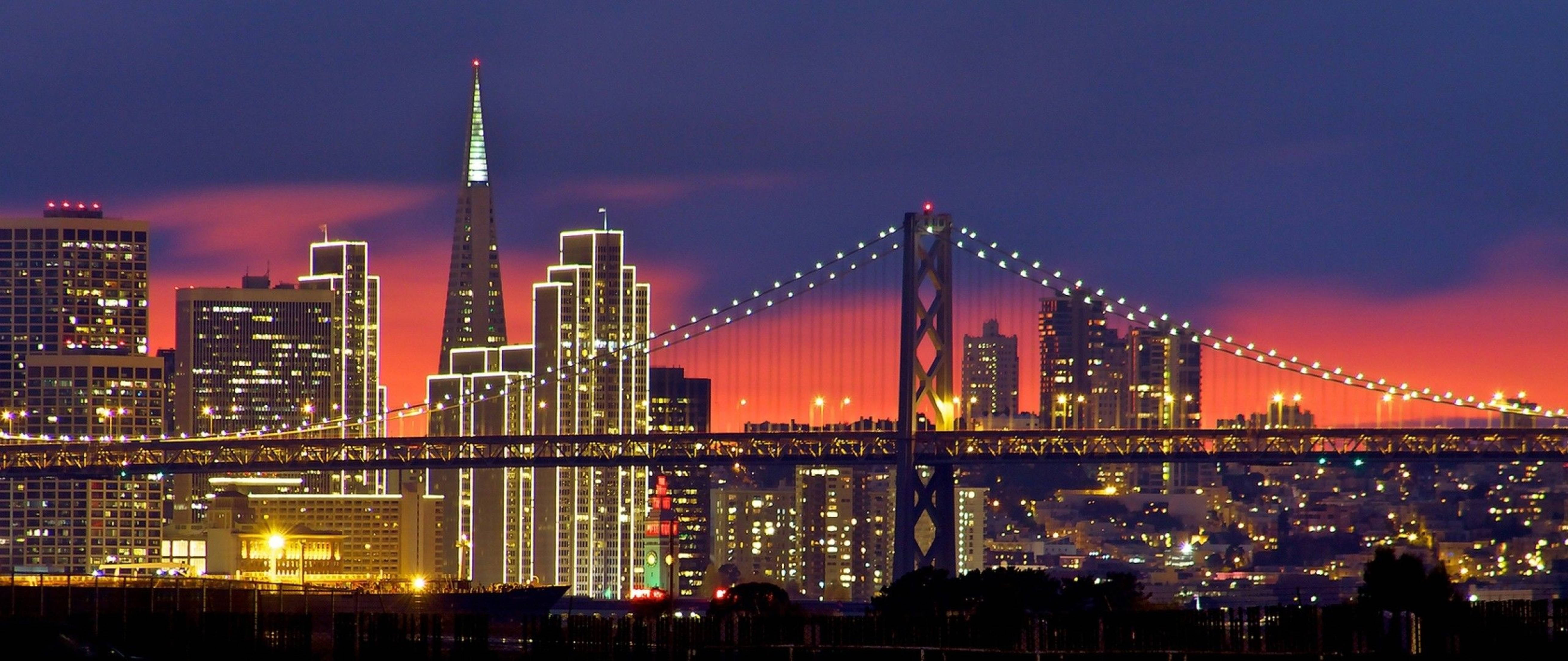Beautiful San Francisco  City Flashing Lights Screen Background