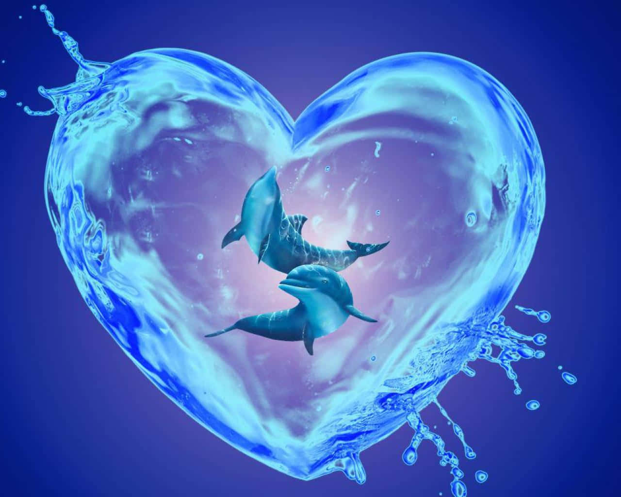 Breathtaking Cool Dolphins Heart Art Wall Art