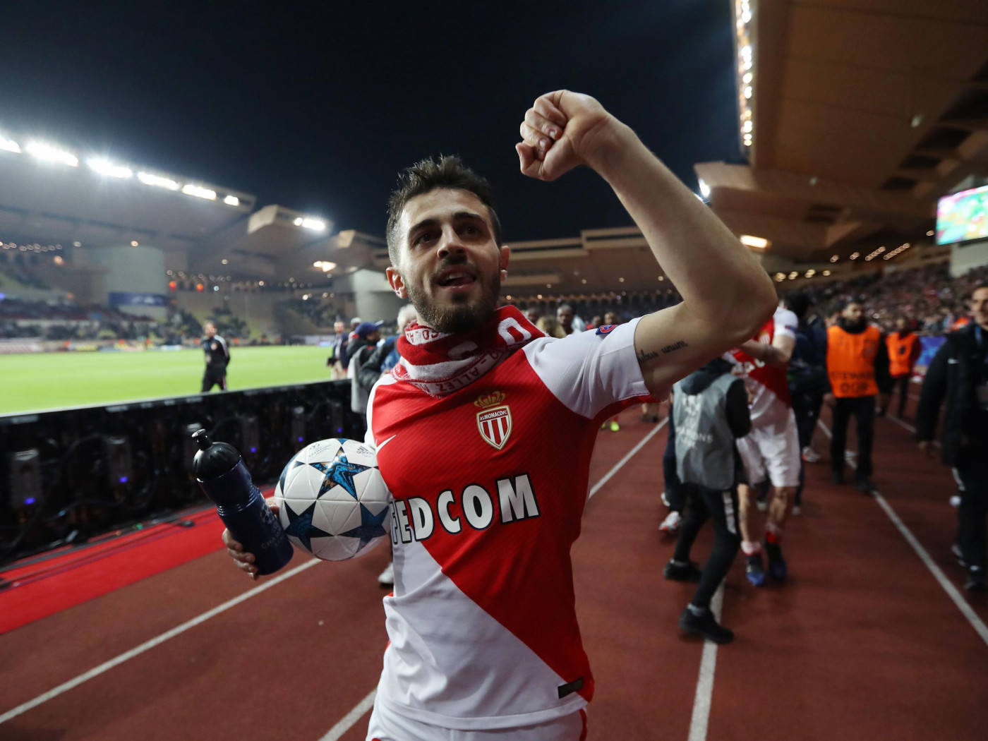 Elegant Bernardo Silva Posing With A Football And Cheering Screen Background