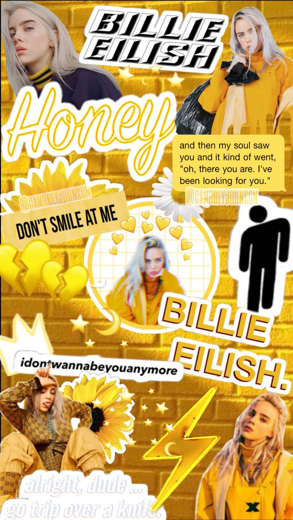 Epic Aesthetic Billie Eilish Yellow Aesthetic Pop Collage Screen Background