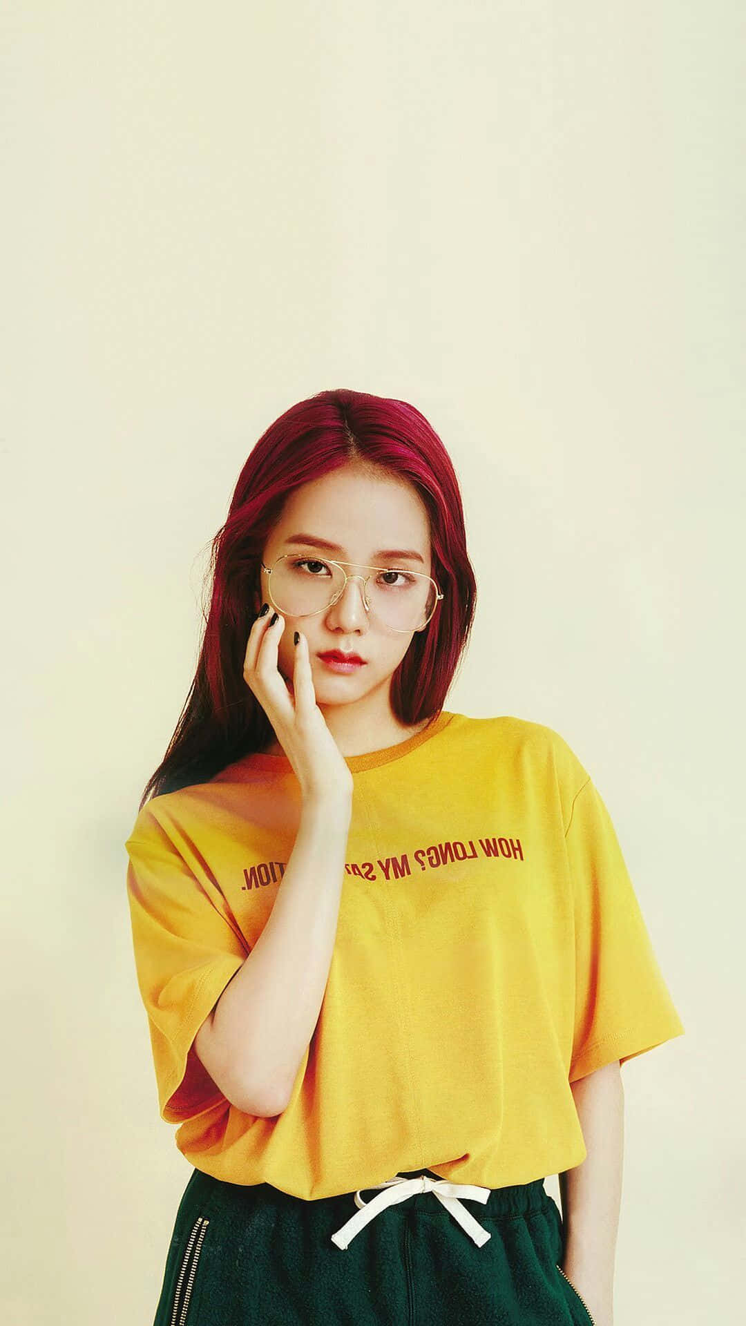 Epic Jisoo Blackpink Glasses Yellow T-shirt Wall Art