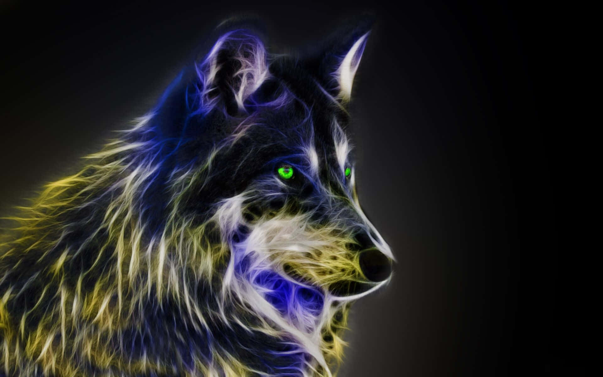 Epic Neon Animal Purple Yellow Wolf Wallpaper