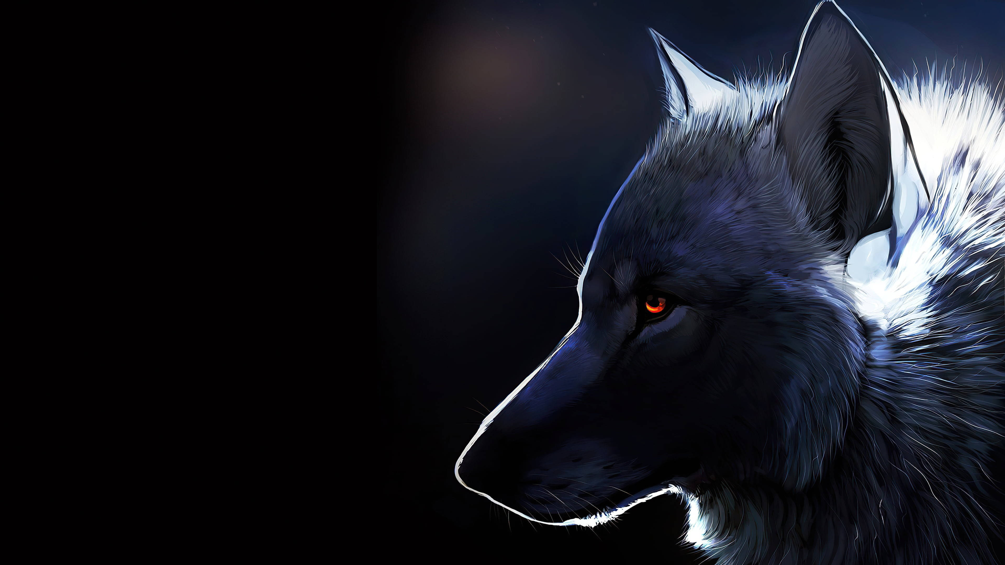 HD Anime Wolf Side Profile Dark Aesthetic Desktop Background