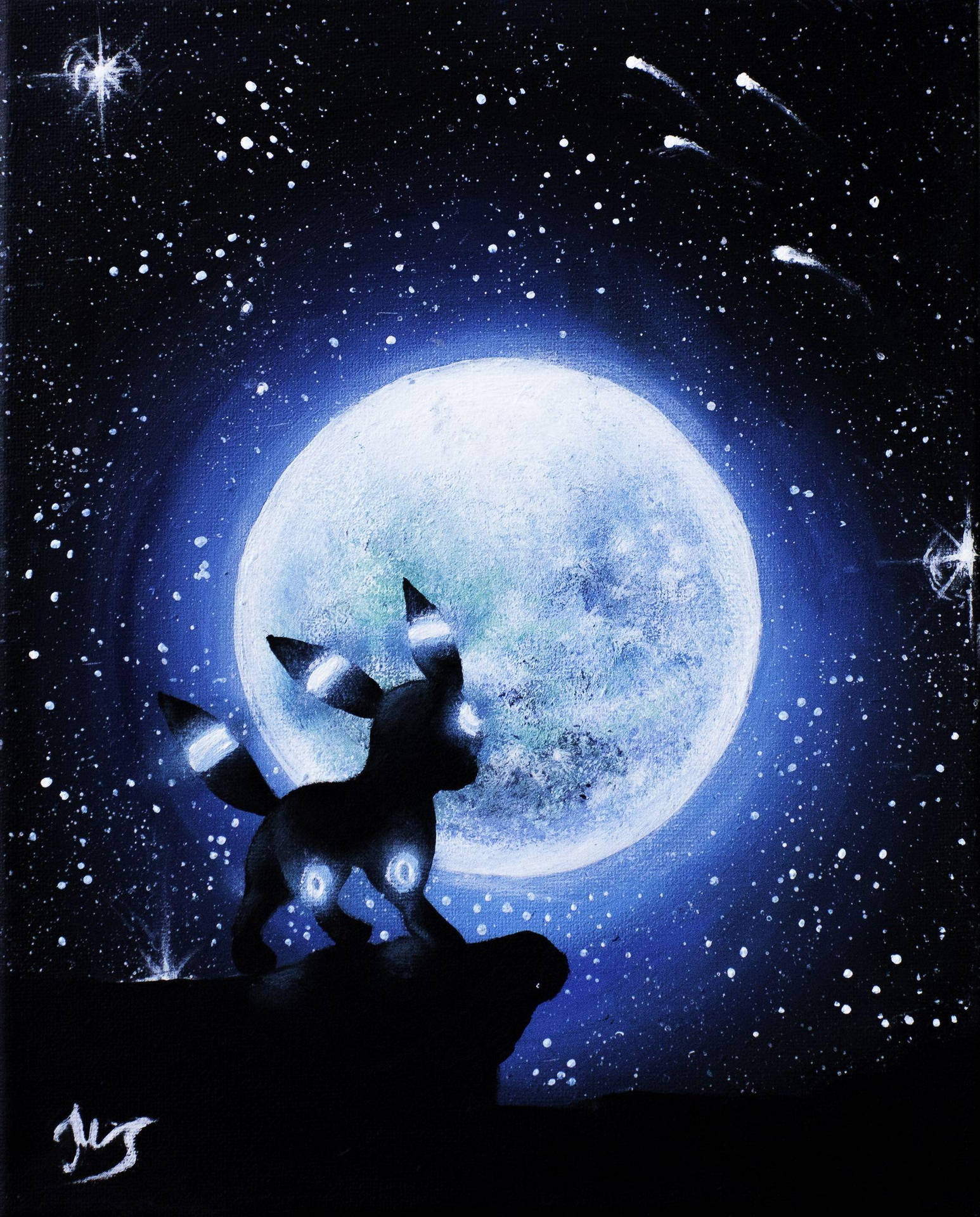 High-Quality Umbreon Black Silhouette Background Image