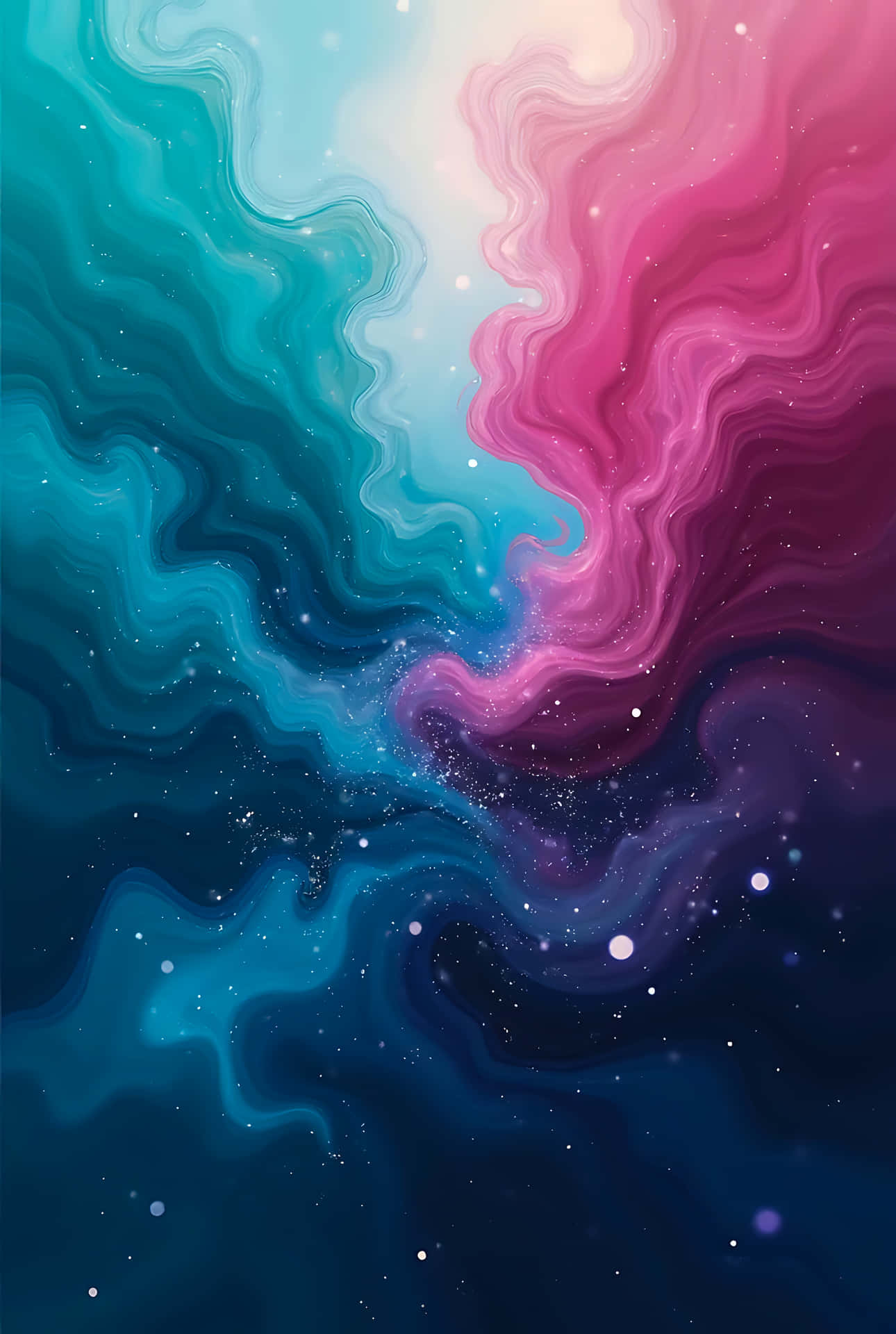 Magnificent Abstract Swirling Nebula In Shades Of Blue And Pink With Stardust Digital Art