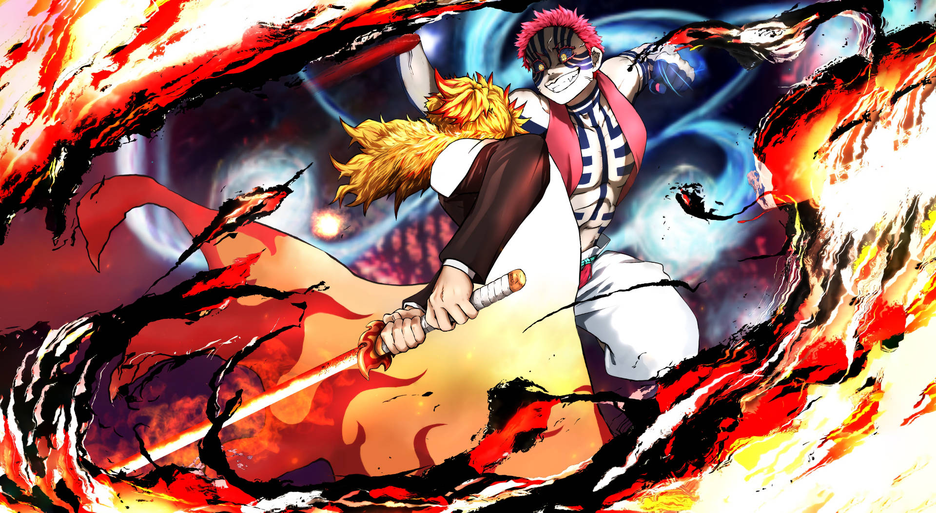 Magnificent Demon Slayer Akaza Battle With Rengoku Wall Art