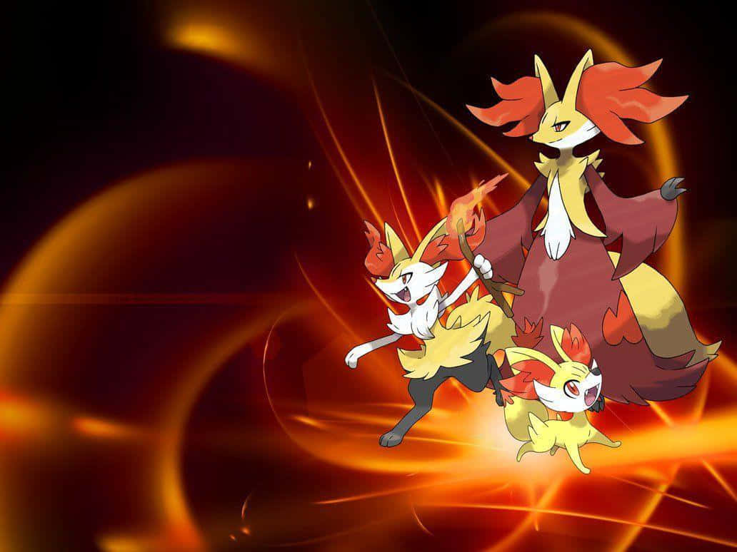 Modern Delphoxand Evolutions Fire Backdrop Background