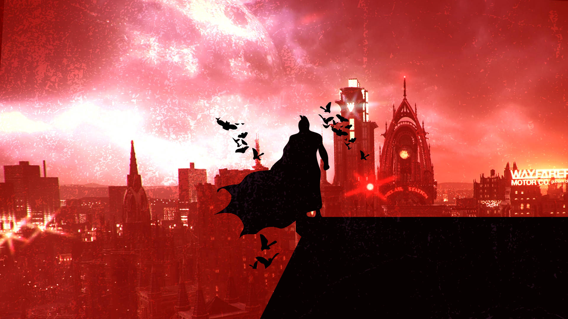 Modern Epic Red  Gotham Batman Digital Art
