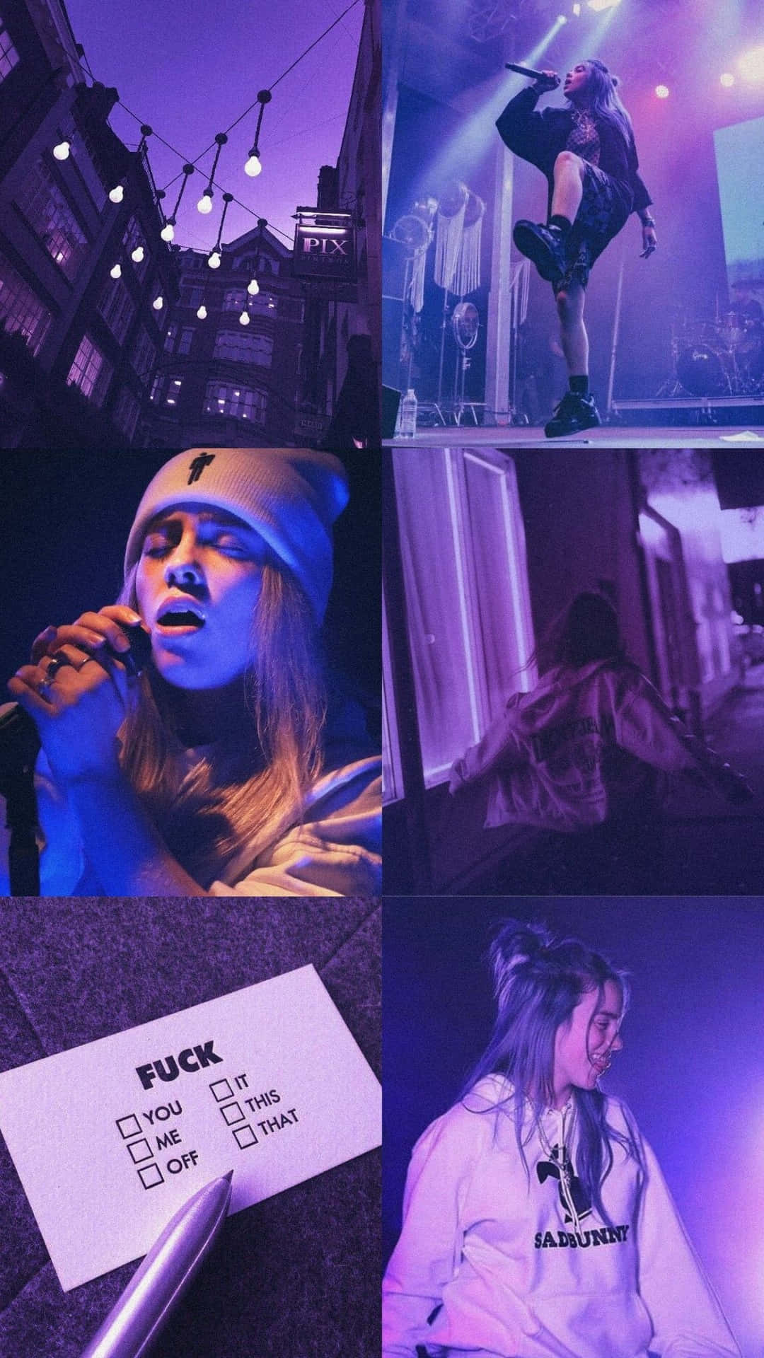 Perfect Billie Eilish Purple Tumblr Collage Screen Background