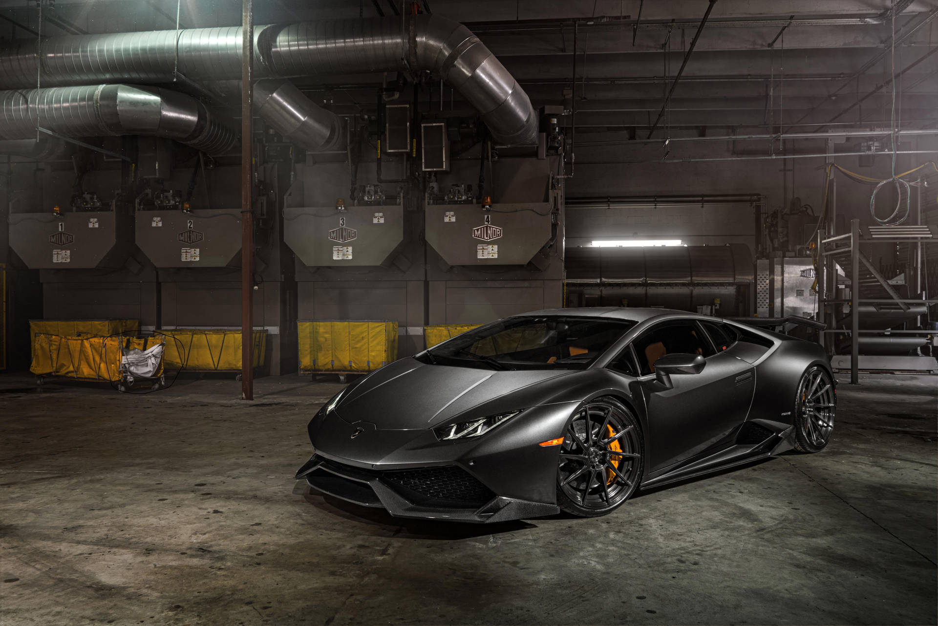 Premium Luxury Defined - Pristine Lamborghini Under The Spotlight. Background Image