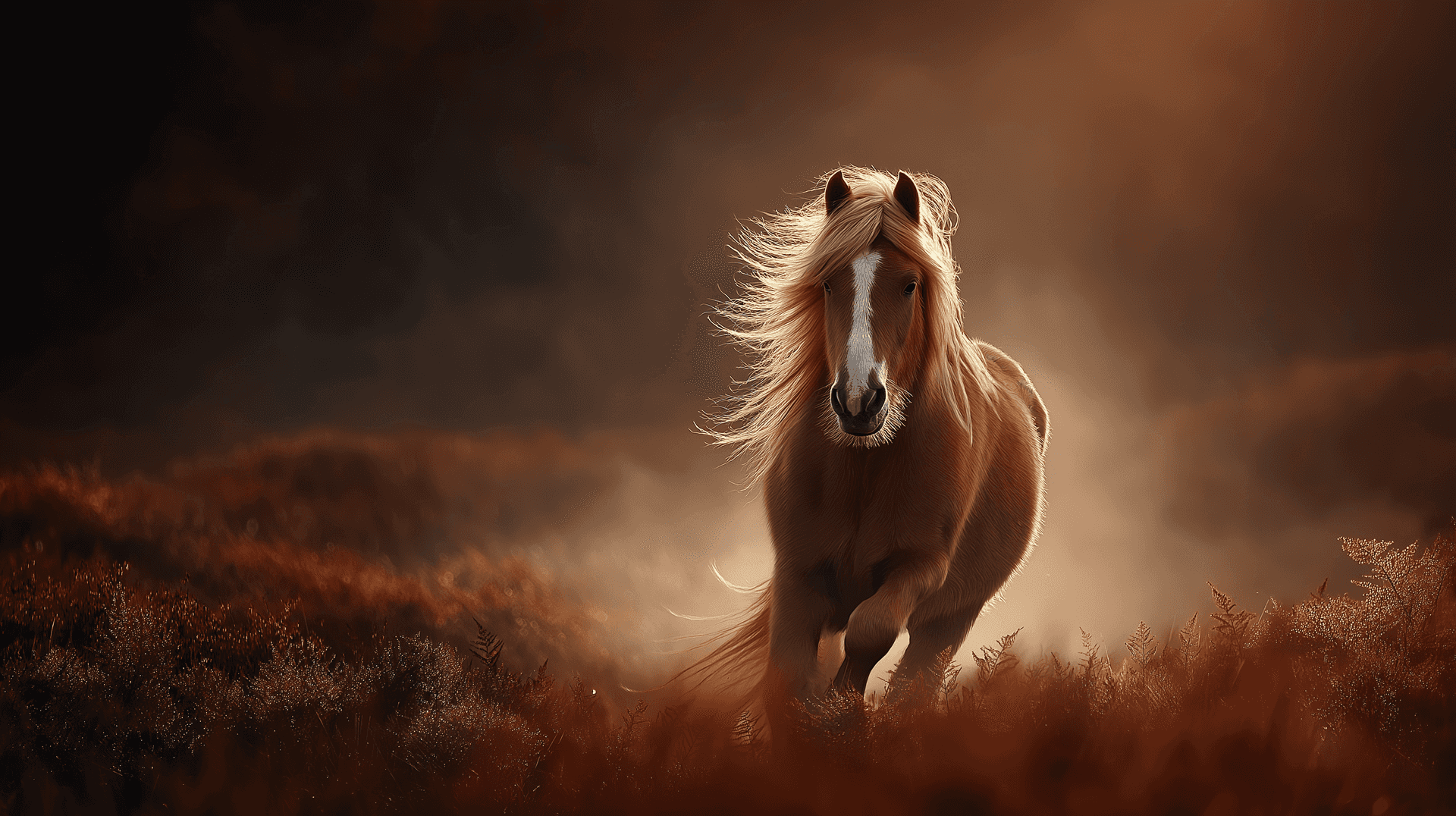 Premium Wild Stallion Galloping Background