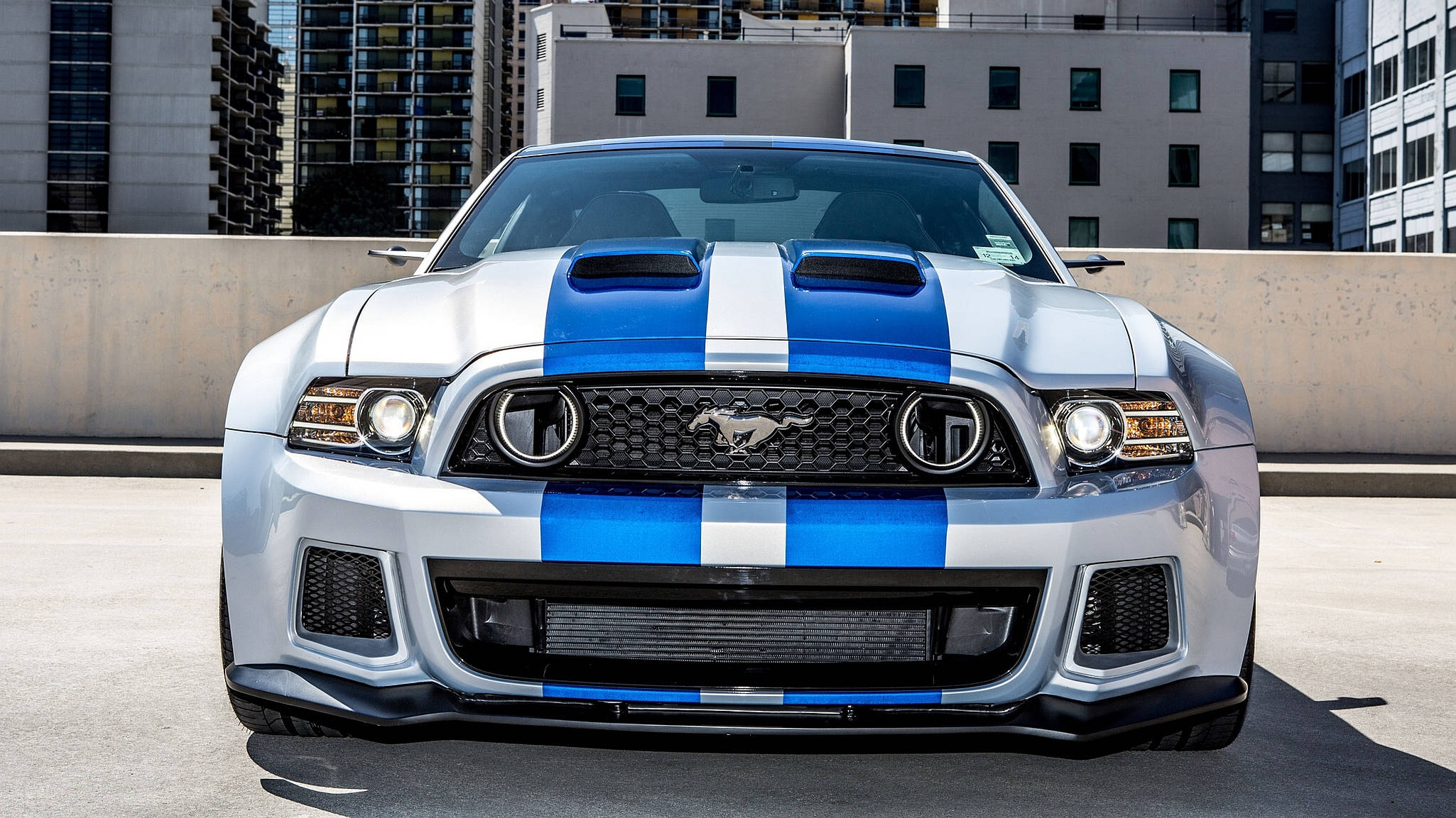 Ultra Ford Mustang Hd Blue And White Color Desktop Background