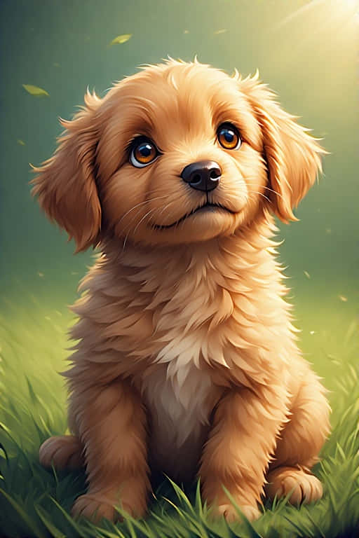 Unique Golden Retriever Puppy On Grassy Lawn 4k Background